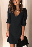 Fashion Casual Solid V Neck Denim Dress Dresses