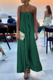 Fashion Solid Patchwork Strapless Straight Dresses