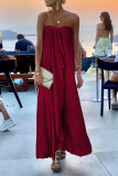 Fashion Solid Patchwork Strapless Straight Dresses