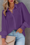 Fashion Work Solid Buttons Turndown Collar Tops