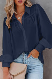 Fashion Work Solid Buttons Turndown Collar Tops