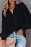 Fashion Work Solid Buttons Turndown Collar Tops