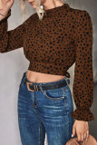 Casual Print Polka Dot Patchwork O Neck Tops