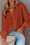 Fashion Work Solid Buttons Turndown Collar Tops