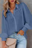 Fashion Work Solid Buttons Turndown Collar Tops