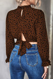 Casual Print Polka Dot Patchwork O Neck Tops