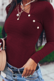 Street Striped Rivets Asymmetrical Collar Tops