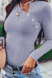Street Striped Rivets Asymmetrical Collar Tops
