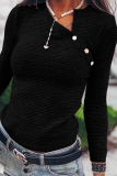 Street Striped Rivets Asymmetrical Collar Tops