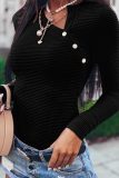 Street Striped Rivets Asymmetrical Collar Tops