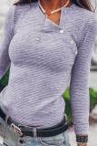 Street Striped Rivets Asymmetrical Collar Tops