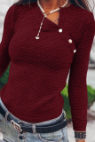 Street Striped Rivets Asymmetrical Collar Tops