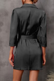 Fashion Solid With Belt V Neck A Line Dresses