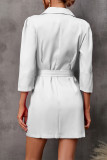 Fashion Solid With Belt V Neck A Line Dresses