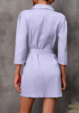 Fashion Solid With Belt V Neck A Line Dresses