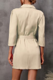 Fashion Solid With Belt V Neck A Line Dresses