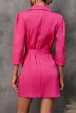 Fashion Solid With Belt V Neck A Line Dresses