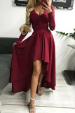 Celebrities Elegant Patchwork Lace Solid Color V Neck A Line Dresses