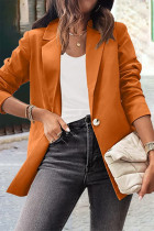 Work Solid Solid Color Turn-back Collar Outerwear