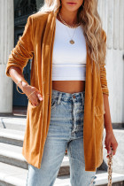 Fashion Solid Solid Color Turn-back Collar Outerwear