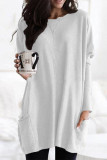 Casual Solid Patchwork Pocket V Neck Tops