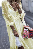 Casual Elegant Solid Lace Frenulum Stringy Selvedge V Neck Lace Dress Dresses
