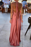 Casual Solid Patchwork Halter Straight Dresses