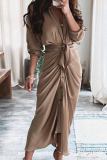 Casual Print Patchwork V Neck Irregular Dress Dresses