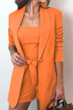 Ladies Chic Coat High Waist Shorts Three Pieces Suit