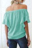 Fashion Sweet Solid Patchwork Off the Shoulder Tops