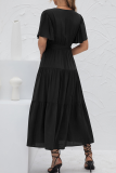 Elegant Solid Split Joint With Belt V Neck Cake Skirt Dresses