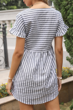 Elegant Striped Split Joint Asymmetrical A Line Dresses