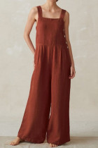 Fashion Street Solid Split Joint Spaghetti Strap Loose Jumpsuits