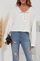Casual Solid Split Joint Buckle Tops