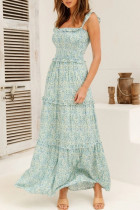Fashion Street Print Split Joint Off the Shoulder Princess Dresses