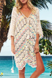 Fashion Vacation Patchwork Hollowed Out Swimwears Cover Up
