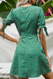 Fashion Elegant Polka Dot Split Joint Strap Design O Neck A Line Dresses