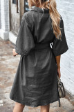 Fashion Casual Solid Split Joint Turndown Collar Princess Dresses