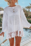 Fashion Vacation Solid Tassel Swimwears Cover Up