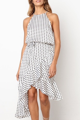 Fashion Casual Dot Split Joint Halter Irregular Dresses