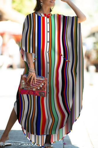 Fashion Vacation Striped Split Joint Swimwears Cover Up