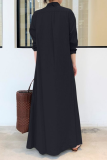 Casual Solid Pocket Buckle Turndown Collar Shirt Dress Dresses