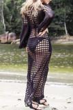 Fashion Vacation Solid Hollowed Out Swimwears Cover Up
