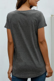 Fashion Casual Geometric Patchwork V Neck T-Shirts