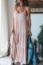 Fashion Casual Print Split Joint V Neck Princess Dresses