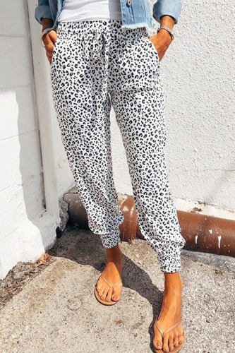 Street Print Skull Frenulum Loose Mid Waist Full Print Bottoms