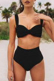 Sexy Solid Backless Fold Swimwears
