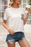 Fashion Casual Leopard Patchwork O Neck T-Shirts
