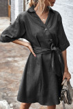 Fashion Casual Solid Split Joint Turndown Collar Princess Dresses