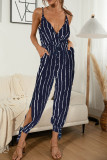 Fashion Casual Print Split Joint V Neck Loose Jumpsuits